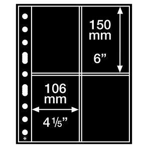 Grande Kunststoffhüllen mit 4 Taschen für Postkarten, schwarz, 5er Pack