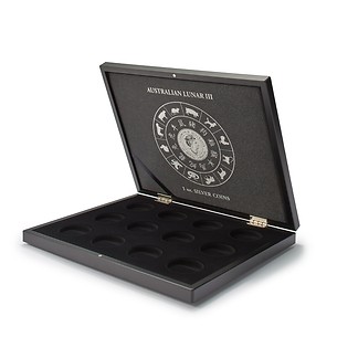 Münzkassette VOLTERRA für 12 Silbermünzen „Lunar III“ in Kapseln