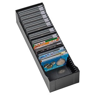 Archivbox LOGIK für 40 Goldbarren im Blister oder Coin Cards, Querformat, schwarz