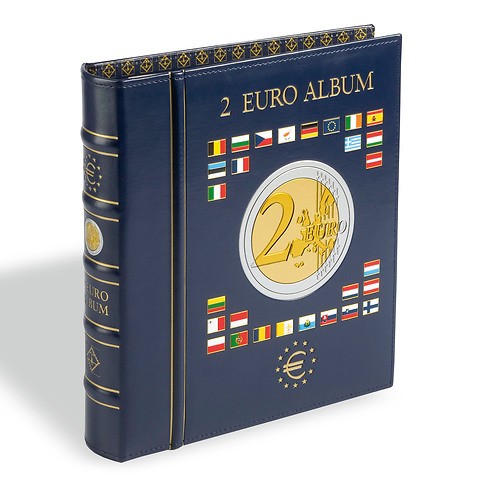 Münzalbum VISTA, für 2-Euro-Münzen, inkl. 4 VISTA Münzblättern, inkl. Schutzkassette, blau