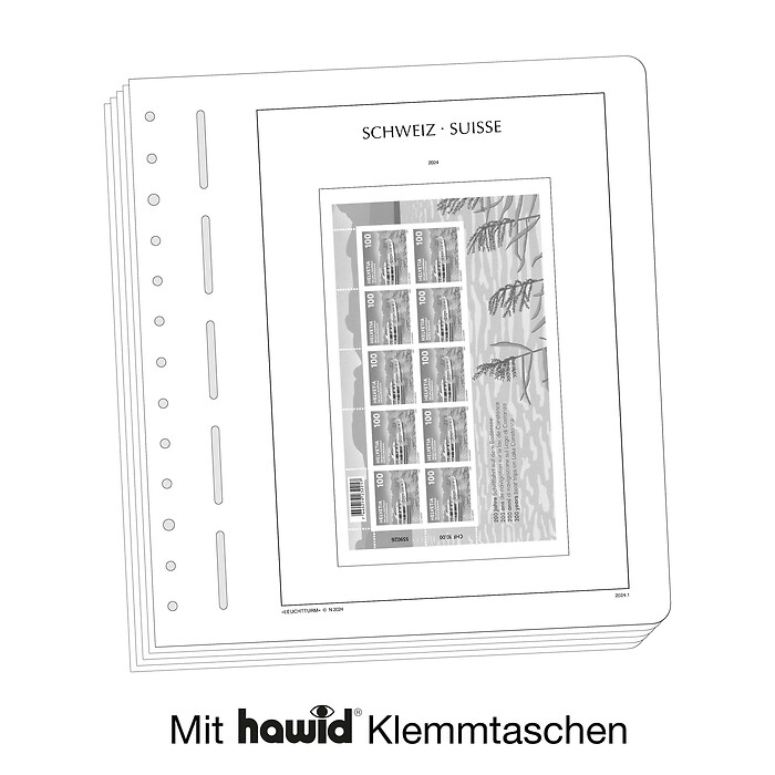Leuchtturm Nachtrag mit Klemmtaschen Schweiz-Kleinbogen 2025