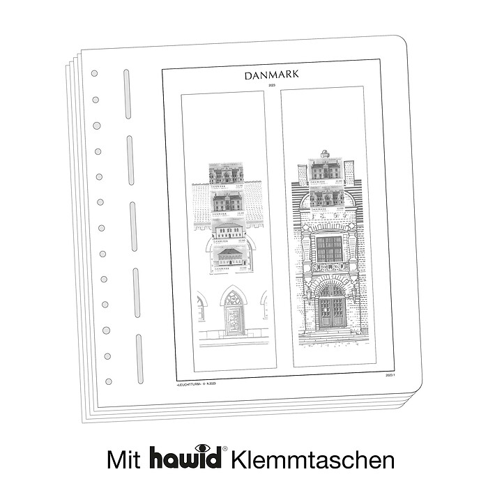 Leuchtturm Nachtrag mit Klemmtaschen Dänemark Heftchen-Spezialblätter 2025