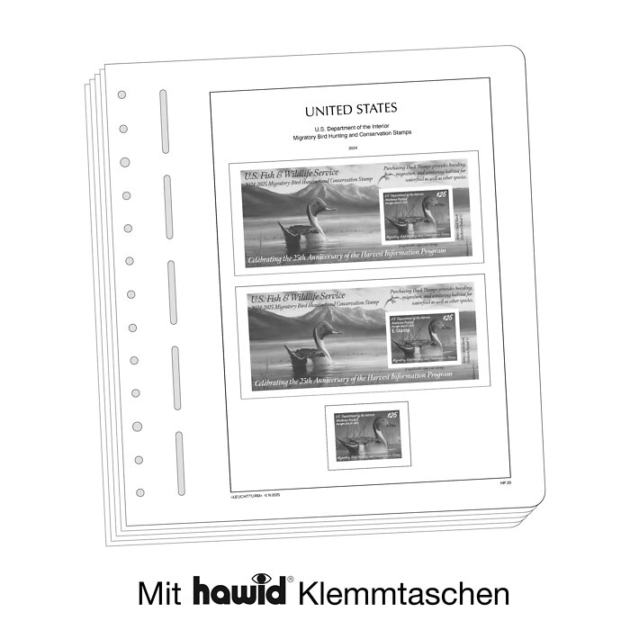 Leuchtturm Nachtrag mit Klemmtaschen USA Jagdschein-Gebührenmarken 2025