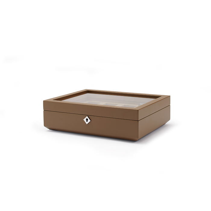Chronos Uhrenbox mit Glasdeckel, 8er, taupe