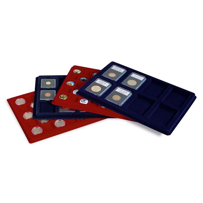 Münztableau L mit 8 Fächern für US-Münzenkapseln SLABS, blau, 2er Pack