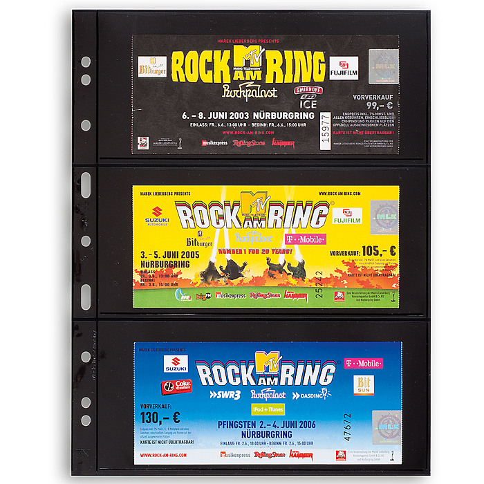 Grande Kunststoffhüllen mit 3  waagerechten Streifen, schwarz, 5er Pack