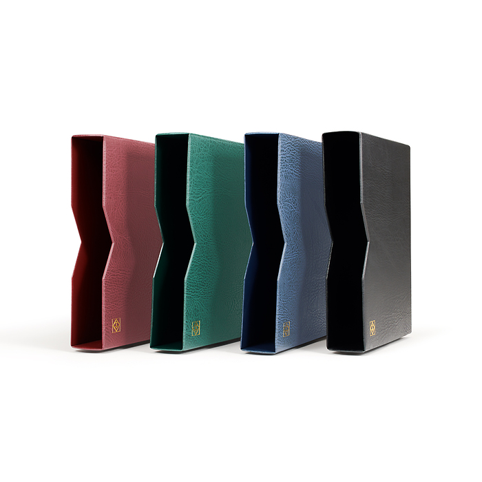 Premium Schutzkassette für Einsteckbücher mit wattierter Ledereinband 64 Seiten, rot