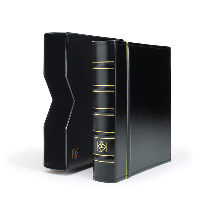 Optima Ringbinder im Classic-Design, inkl. 10 Münzhüllen und Schutzkassette, schwarz