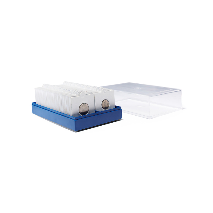 KRBox Kunststoffbox für 100 Münzrähmchen, blau