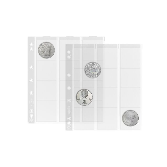 Numis Münzhüllen mit 12 Fächern für Münzen bis 44 mm Ø, 5er  Pack