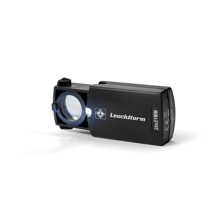 LED-Aufziehlupe, 20-fache Vergrößerung, schwarz, Ø 18 mm