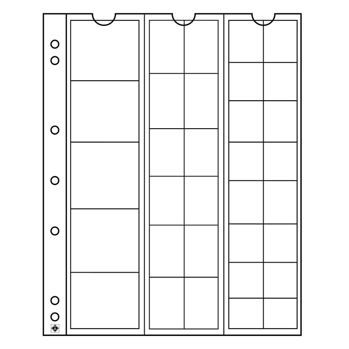 Numis Münzhüllen Mix mit 33 Fächern für diverse Durchmesser, 5er Pack