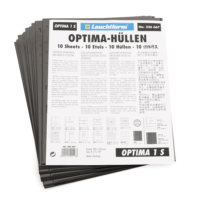 Optima Kunststoffhüllen mit 1er Einteilung, schwarz, 10er Pack