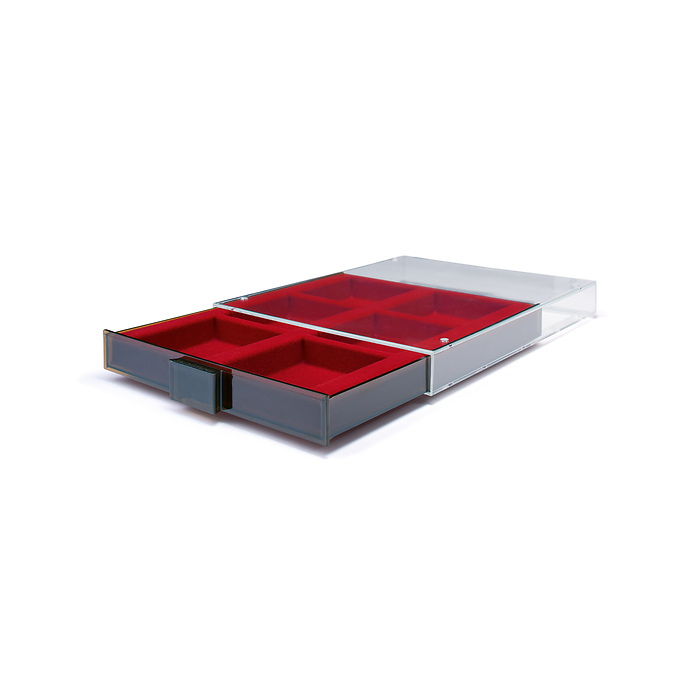Münzbox 6 eckige Fächer (86x86 mm), rauchfarben
