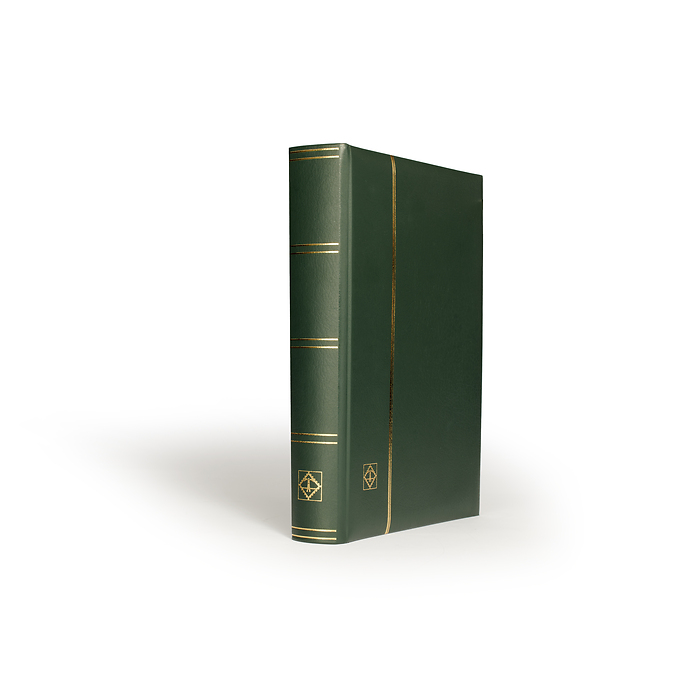 Premium Einsteckbuch, DIN A4,  64 schwarze Seiten, wattierter Einband aus LEFA, grün