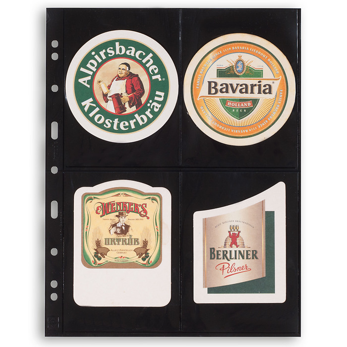 Grande Kunststoffhüllen mit 4 Taschen für Postkarten, schwarz, 5er Pack