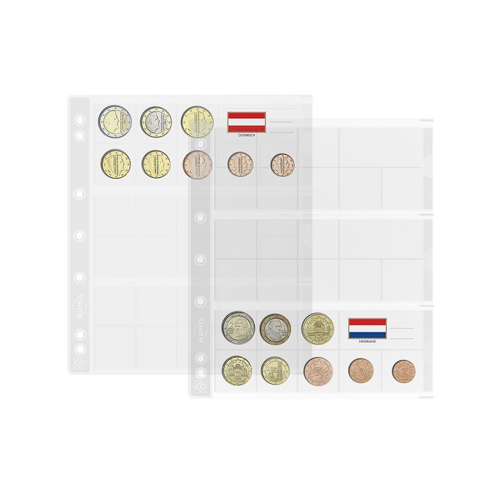 Münzhüllen NUMIS, für 3 Euro-Kursmünzensätze, 5er Pack