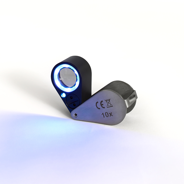 Präzisions-Lupe mit LED und UV-Lampe, 10fache-Vergrößerung