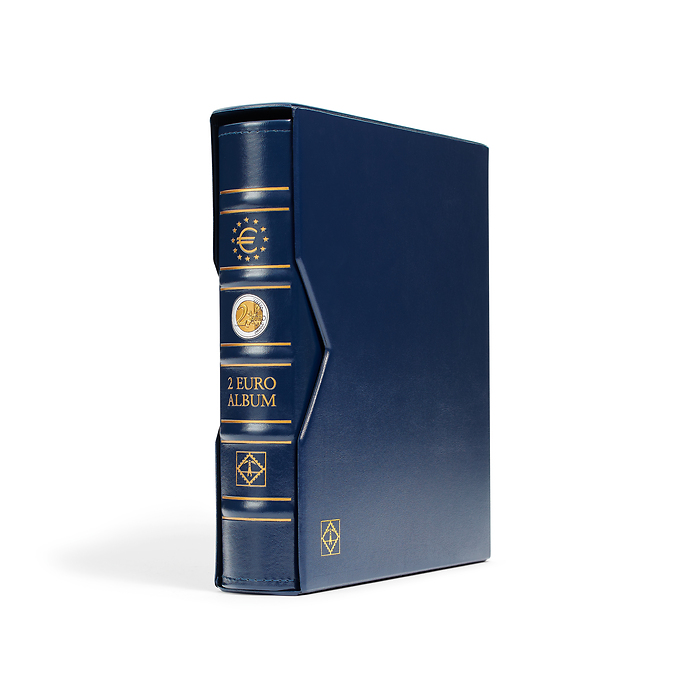 Vista Münzalbum für 2 Euro Münzen, inkl. 4 Vista Münzblättern und Schutzkassette, blau