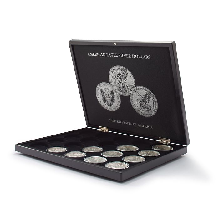 Münzkassette VOLTERRA für 20 Silbermünzen „American Eagle“ in Kapseln