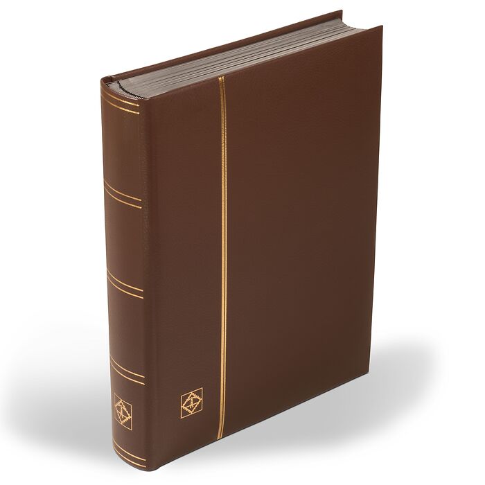 Einsteckbuch LEDER, DIN A4, 64 schwarze Seiten, wattierter Echtleder-Einband, braun