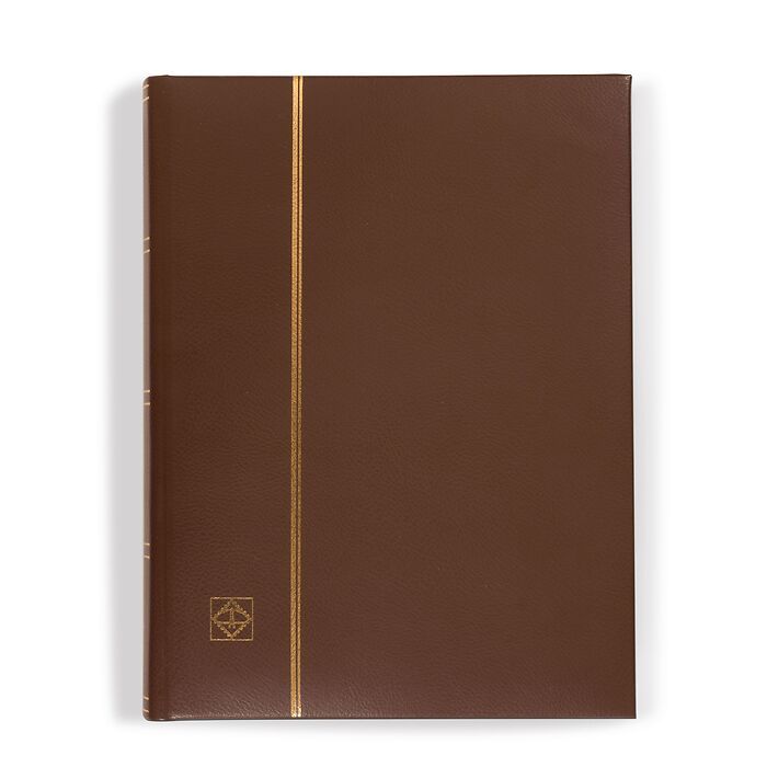 Einsteckbuch LEDER, DIN A4, 64 schwarze Seiten, wattierter Echtleder-Einband, braun