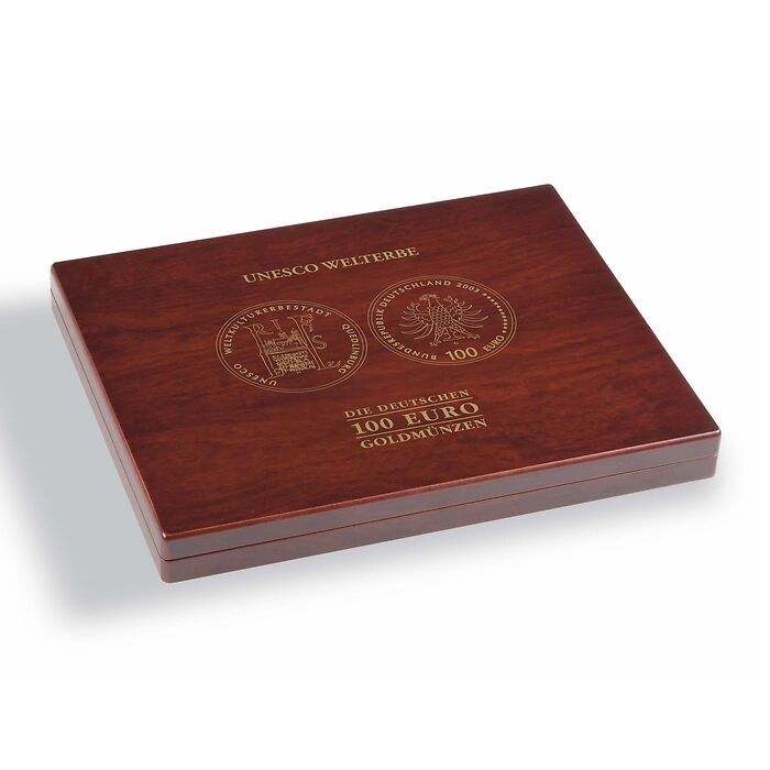 Münzkassette VOLTERRA für 16 dt. 100-Euro-Goldmünzen „UNESCO Welterbe“ in Originalkapseln