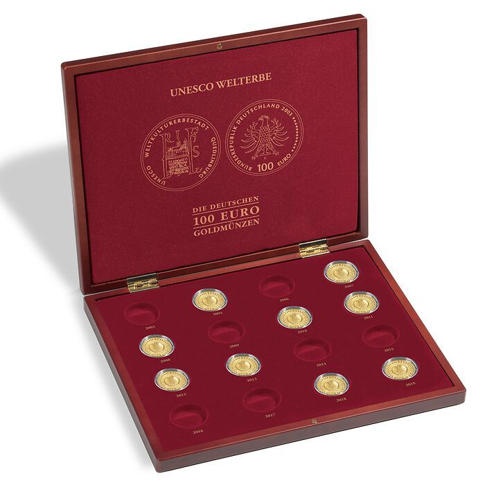 Volterra Uno - Münzkassette für 16 x 100 Euro Gold „UNESCO Welterbe“ in Originalkapseln