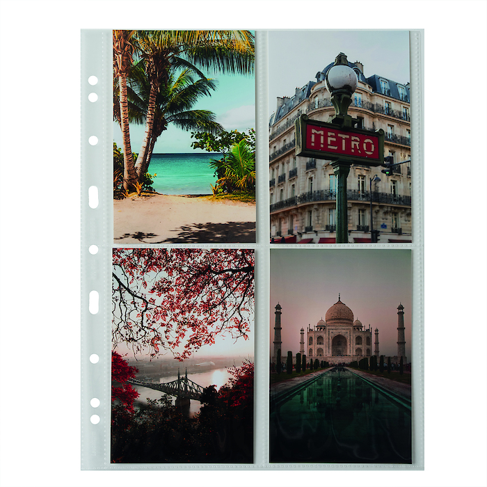 Grande Easy Kunststoffhüllen mit 4 Taschen für Postkarten (A6), PP, klar, 50er Pack