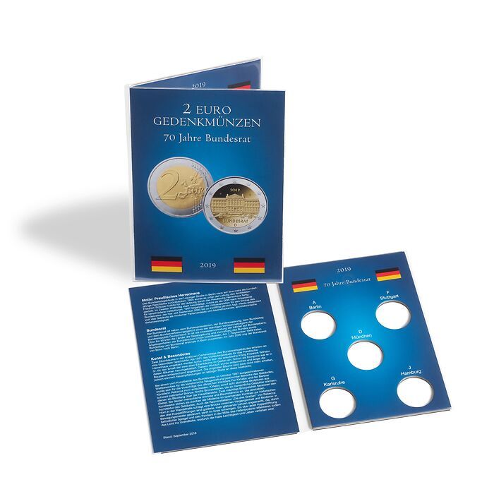 Münzkarte für 5 dt. 2-Euro-Gedenkmünzen „Bundesrat“ (Jg. 2019)