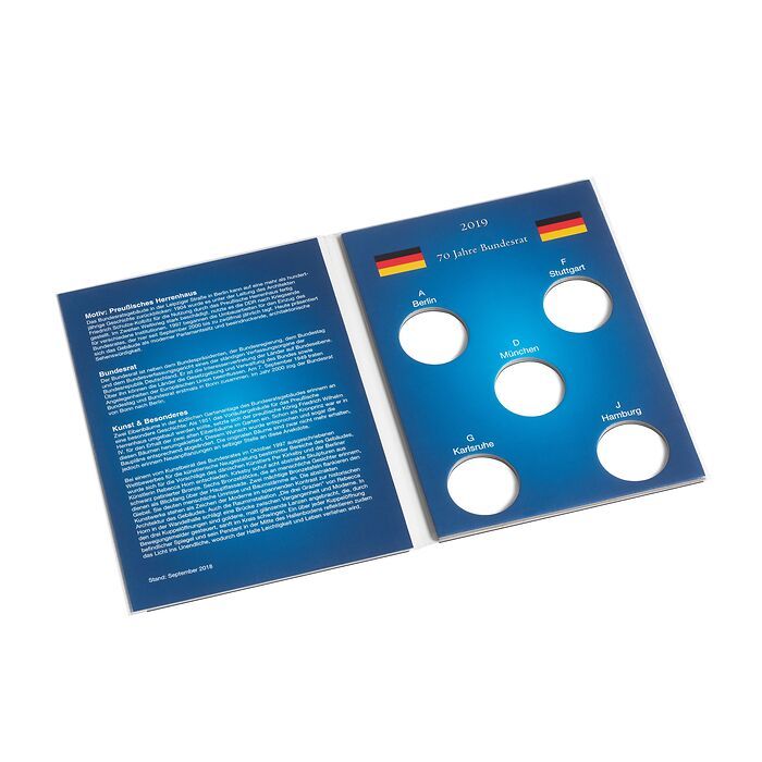 Münzkarte für 5 dt. 2-Euro-Gedenkmünzen „Bundesrat“ (Jg. 2019)
