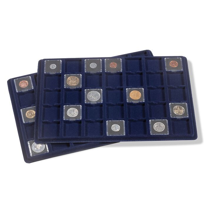 Münztableau L für 35 Münzen bis 38 mm Ø, blau, 2er Pack