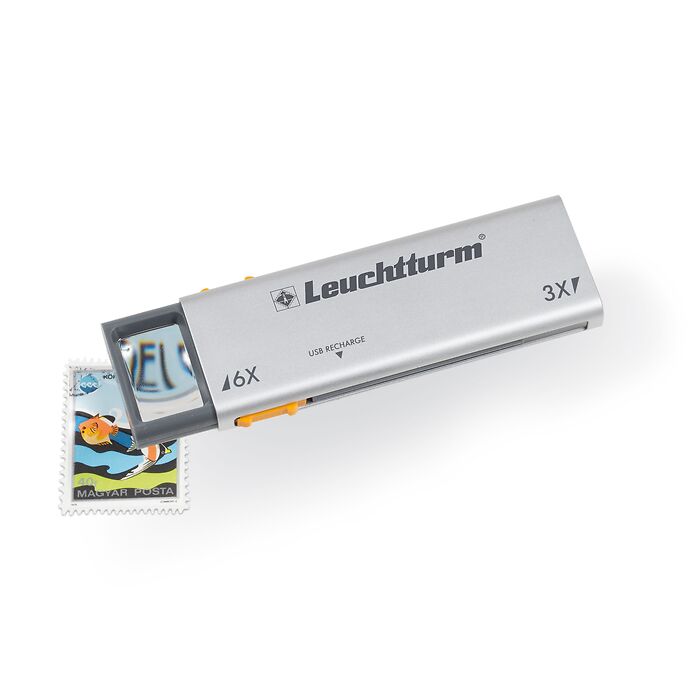LED-Aufziehlupe DUPLEX mit 3- und 6-facher Vergrößerung, aufladbar