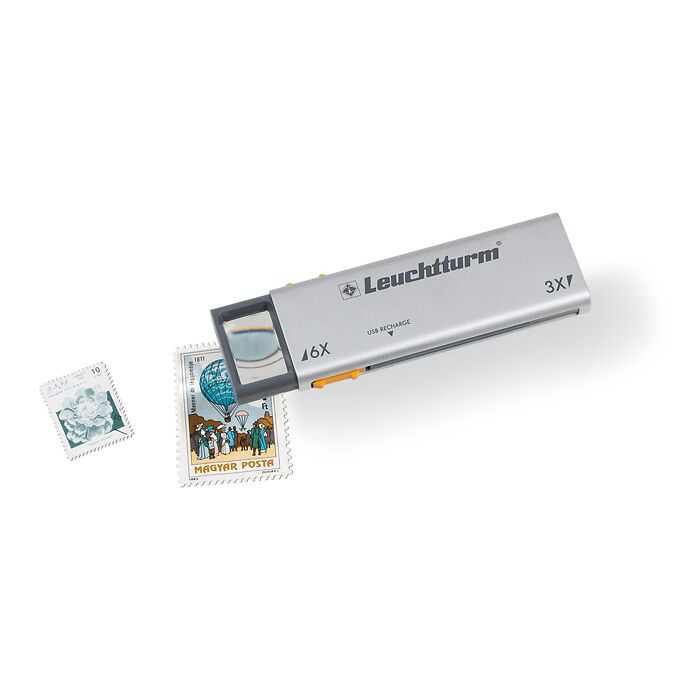 LED-Aufziehlupe DUPLEX mit 3- und 6-facher Vergrößerung, aufladbar
