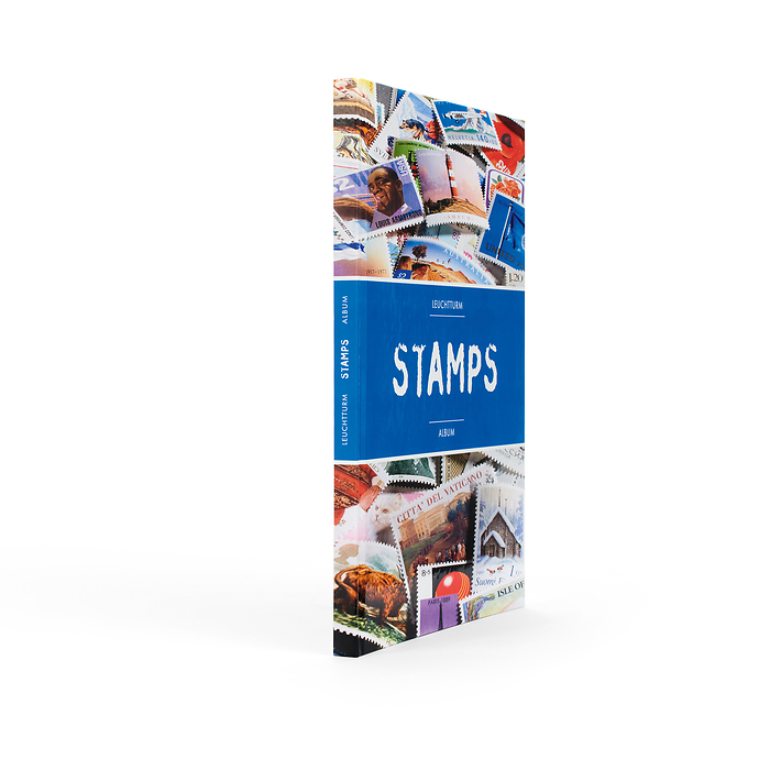 Stamps Einsteckbuch A4, 16 schwarze Seiten, unwattiert, farbiger Einband (blaue Banderole)