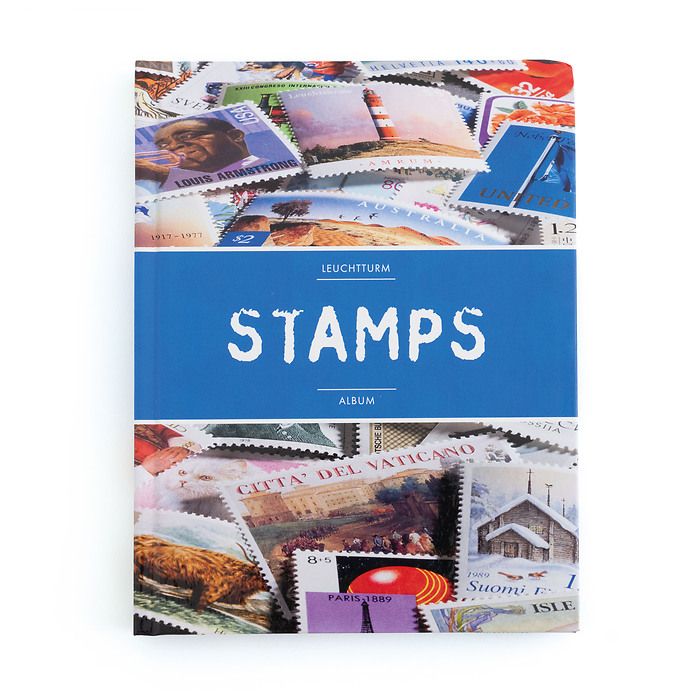 Einsteckbuch STAMPS A5, 16 weiße Seiten, unwattiert, farbiger Einband (blaue Banderole)