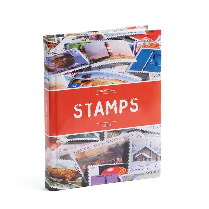 Einsteckbuch STAMPS A5, 32 weiße Seiten, unwattiert, farbiger Einband (rote Banderole)