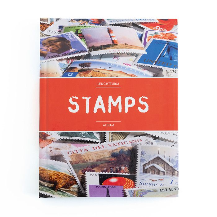 Einsteckbuch STAMPS A5, 32 weiße Seiten, unwattiert, farbiger Einband (rote Banderole)