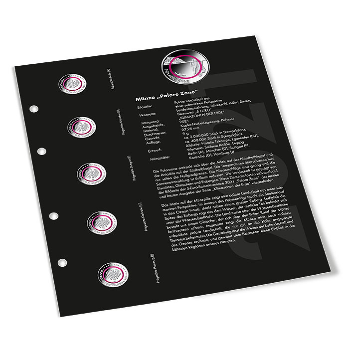 Nachtrag 2021 'Polare Zone' für Vordruckalbum Deutsche 5-Euro-Sammlermünzen, Band 1