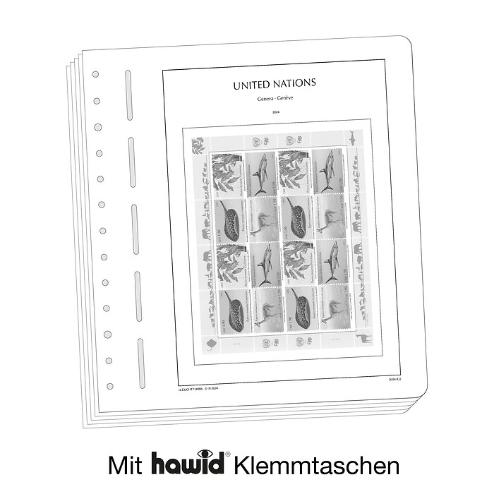 Leuchtturm Nachtrag mit Klemmtaschen UNO Genf-Kleinbogen 2021