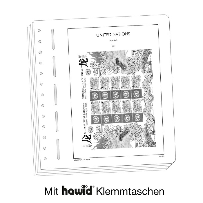 Leuchtturm Nachtrag mit Klemmtaschen UNO New York-Personalisierte Bogen 2021