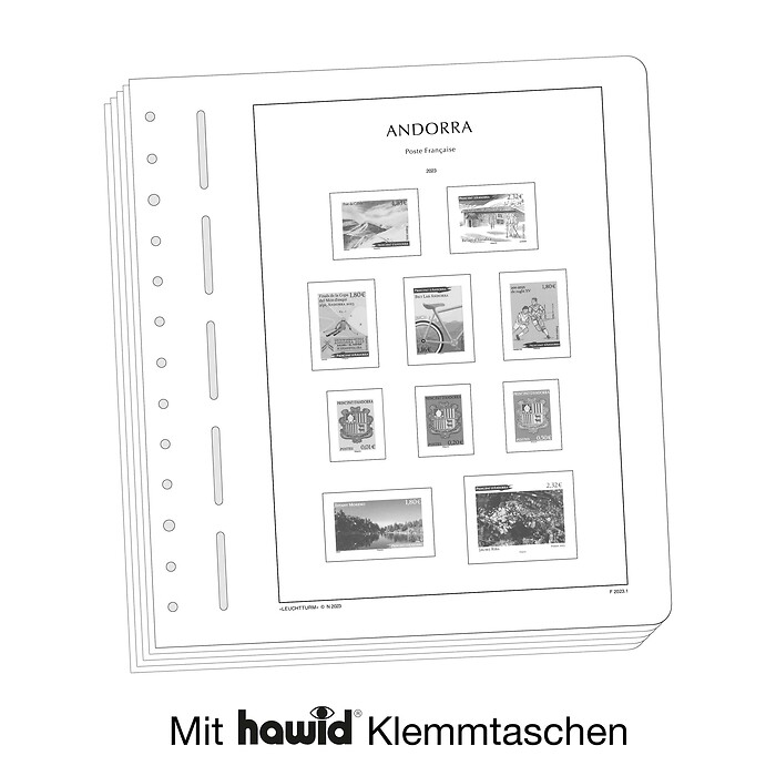 Leuchtturm Vordruckblätter mit Klemmtaschen Andorra französich, 2020-2024