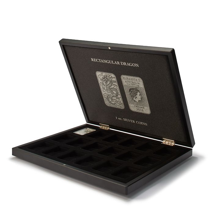 Volterra Uno - Münzkassette für 18 Silbermünzen „Rectangular Dragon“ in Kapseln