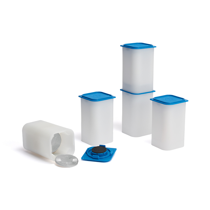 Sqube Münztube für 20 Münzen mit Durchmesser 38 – 39 mm, stapelbar, 50er Pack