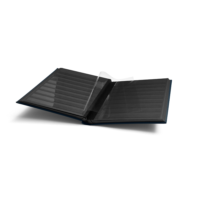 Einsteckbuch PREMIUM, DIN A4,  32 schw. Seiten, wattierter Ledereinb.* inkl. Kassette,blau