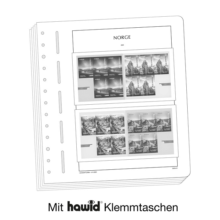 Leuchtturm Nachtrag mit Klemmtaschen Norwegen Markenheftchen 2023