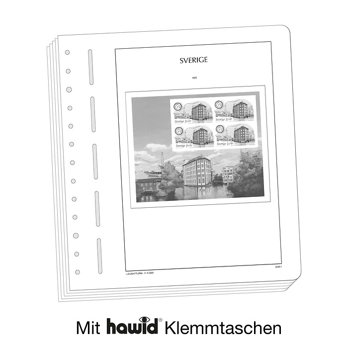 Leuchtturm Nachtrag mit Klemmtaschen Schweden Kleinbogen 2023