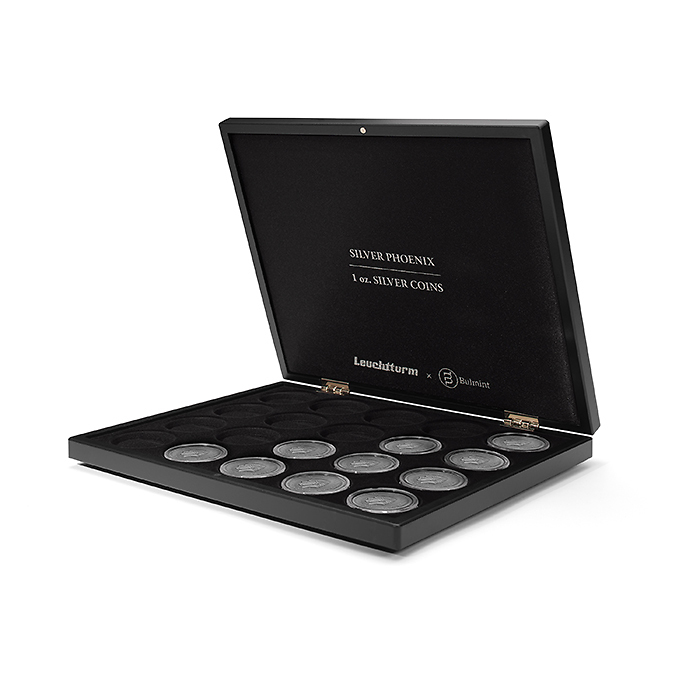 Volterra Uno - Münzkassette für 20 Silbermünzen „Silver Phoenix“ in Münzkapseln