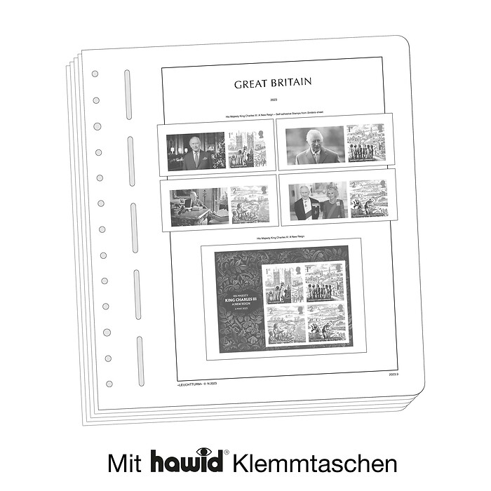 Leuchtturm Nachtrag mit Klemmtaschen Großbritannien-Gedenkmarken 2023