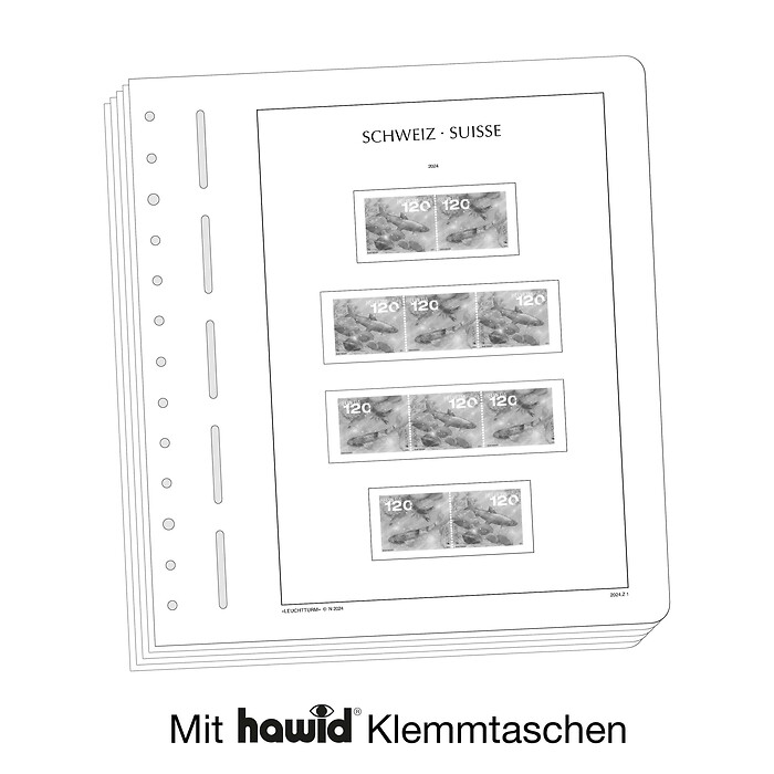 Leuchtturm Nachtrag mit Klemmtaschen Schweiz Zusammendrucke  2024